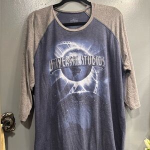 Universal Studios Vintage Blue Gray Half Mid Sleeve Florida Merchandise Orlando